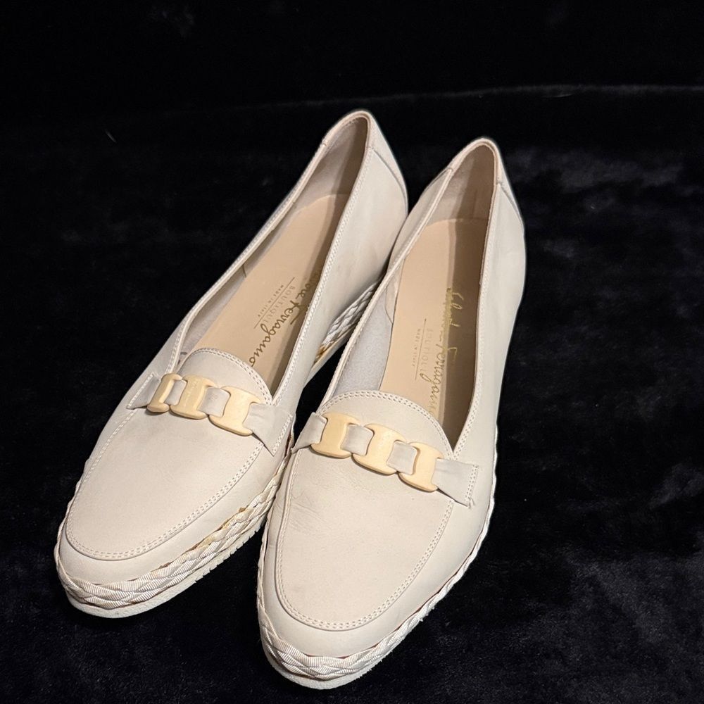 Salvatore Ferragamo Ivory Loafers With Buckle Accent